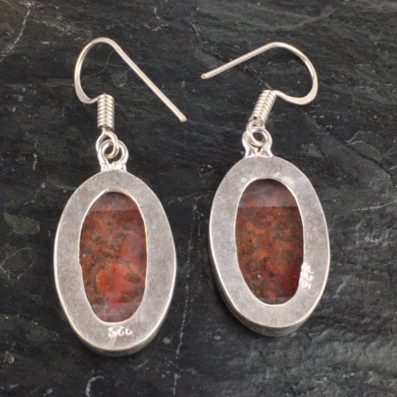 New Jasper Stone Hook Dangle Silver Earrings - Picture 5 of 7